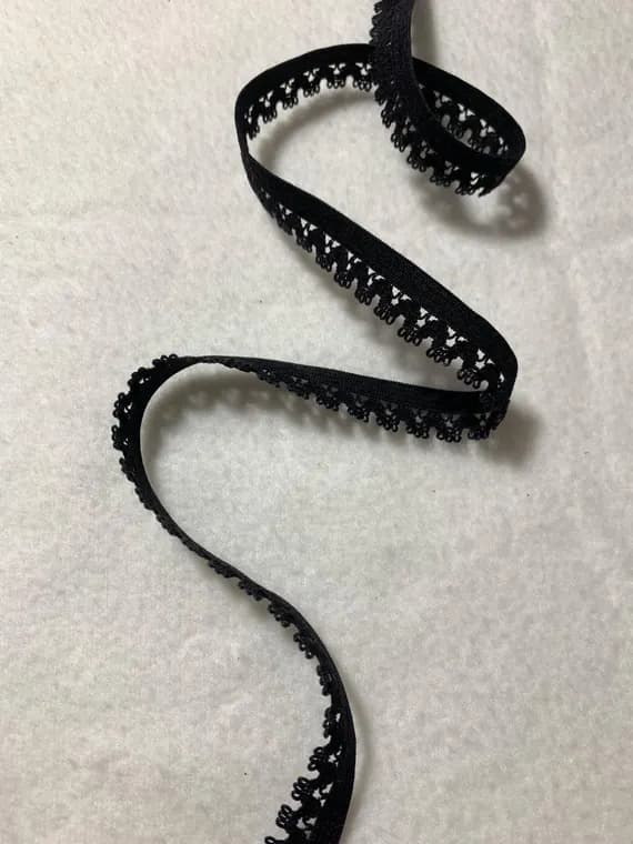 black lace - Vintage Black Elastic Border Lace - 9/16 inch - 5 Yards