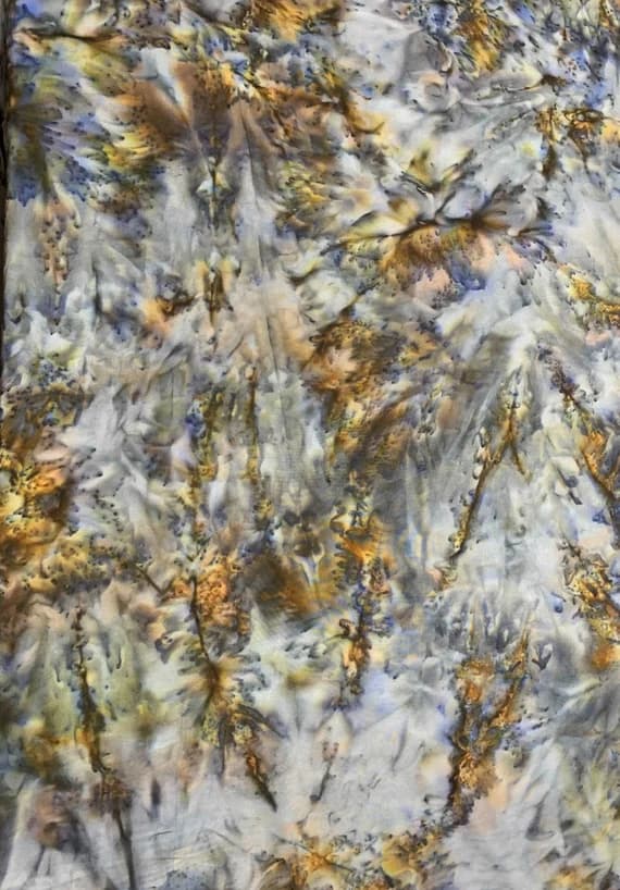 copper cotton fabric - Slate Copper Watercolor Batik - Batik by Mirah Rayon Fabric