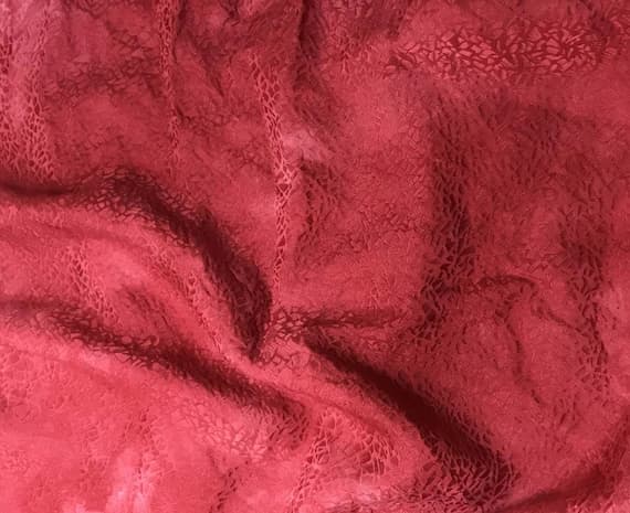 red silk fabric - Hand Dyed Cherry Red PEBBLES - Silk Jacquard Fabric - 44" wide