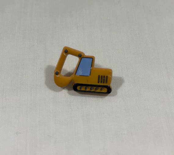 yellow none - Yellow Excavator Digger Truck Plastic Button 28mm/ 1-1/8" - Dill Buttons Brand