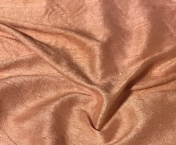 peach dupioni fabric - Hand Dyed Peach - Silk Dupioni Fabric