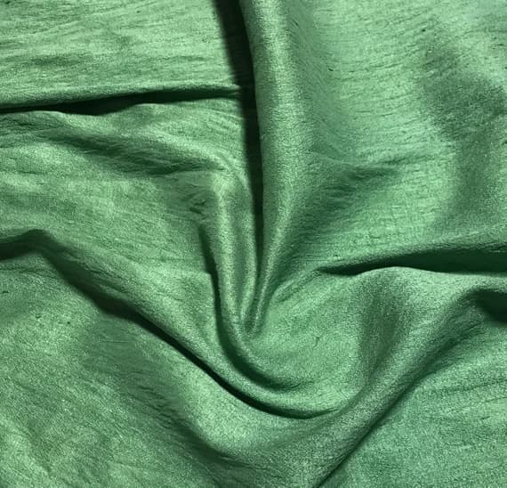 green dupioni fabric - Hand Dyed Moss Green - Silk Dupioni Fabric