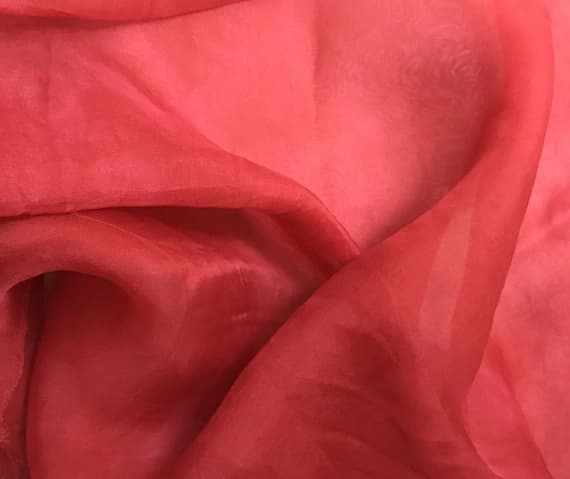 red organza fabric - Hand Dyed CHERRY RED - Silk Organza Fabric
