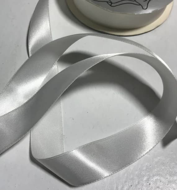white none - White 7/8" Vintage Grayblock Double Faced Satin Ribbon