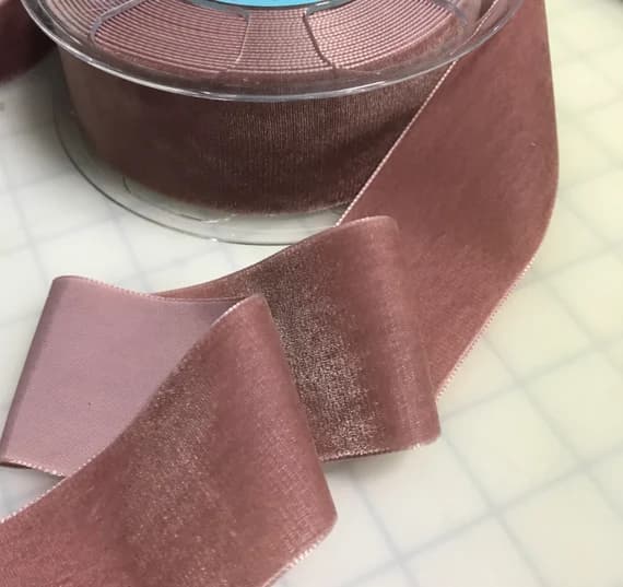 none - French VELVET Ribbon MAUVE by the yard 2 inch wide