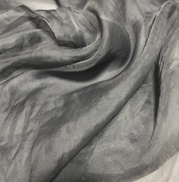 gray organza fabric - Hand Dyed PEARL GRAY - Silk Organza Fabric