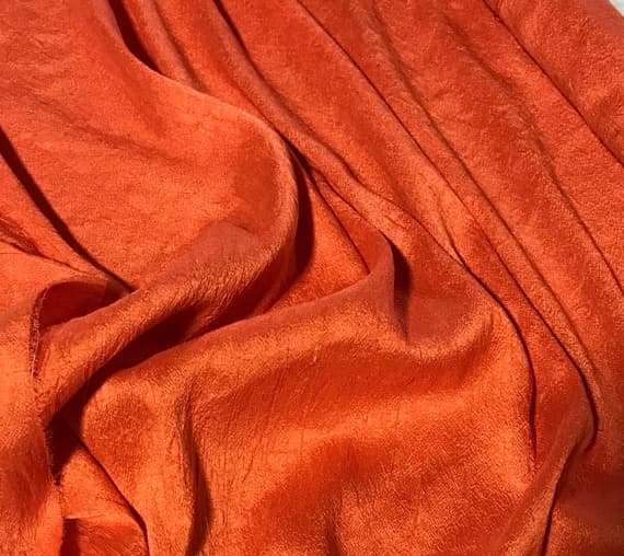 orange dupioni fabric - Hand Dyed Blood Orange - Silk Dupioni Fabric