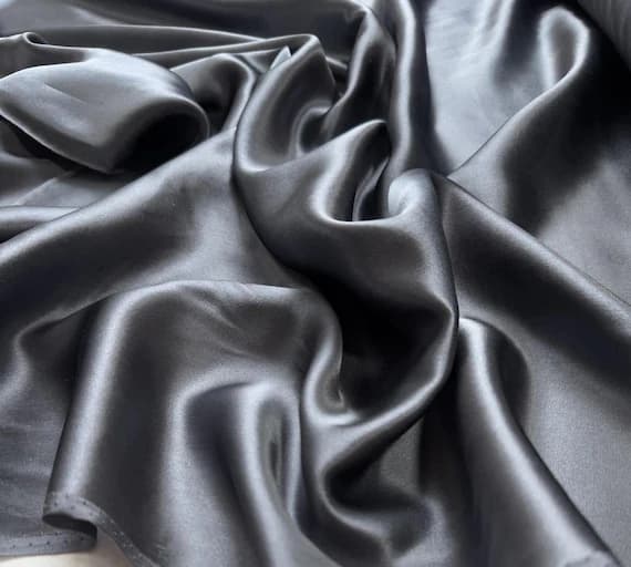 gray charmeuse fabric - Dark Gray - 100% Silk Charmeuse Fabric