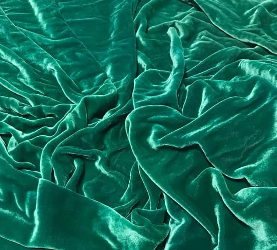 emerald velvet fabric - MUTED EMERALD GREEN Hand Dyed Silk Velvet Fabric
