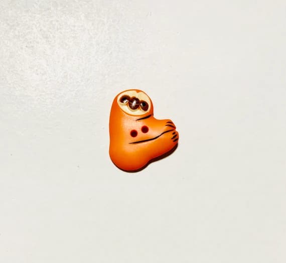orange none - Orange Sloth Plastic Button 25mm/ 1" - Dill Buttons Brand