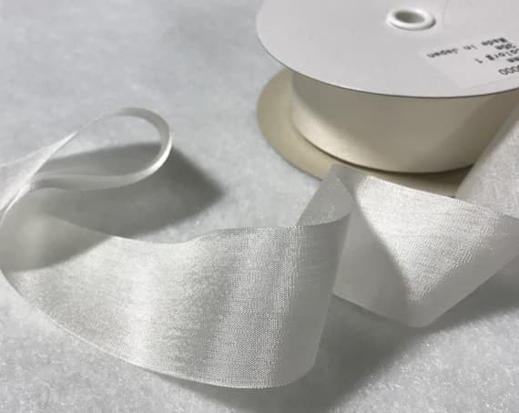 white none - Pure Silk Embroidery Ribbon White 32mm wide Japan