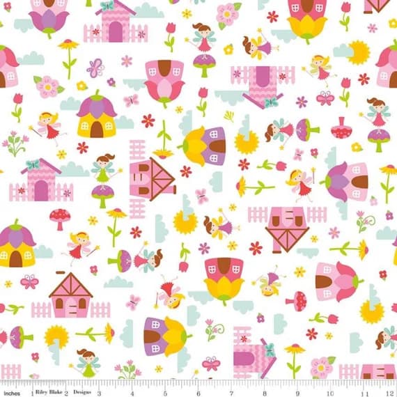 white cotton fabric - Fairy Garden Main White - Riley Blake Cotton Fabric