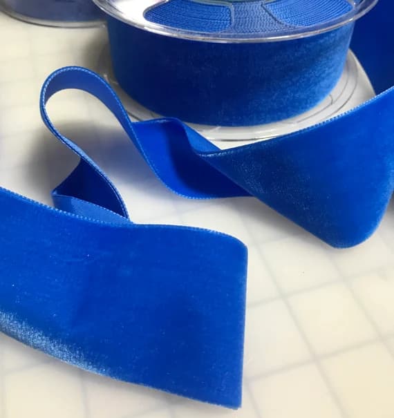 sapphire none - French VELVET Ribbon SAPPHIRE BLUE by the yard 2 inch wide