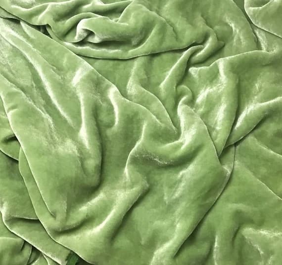 green velvet fabric - PEAR GREEN Hand Dyed Silk Velvet Fabric