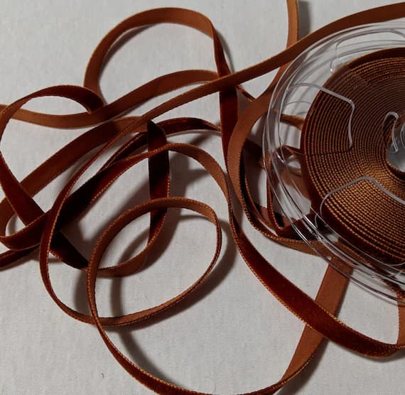 orange none - French VELVET Ribbon BURNT ORANGE by the yard 3/8 inch