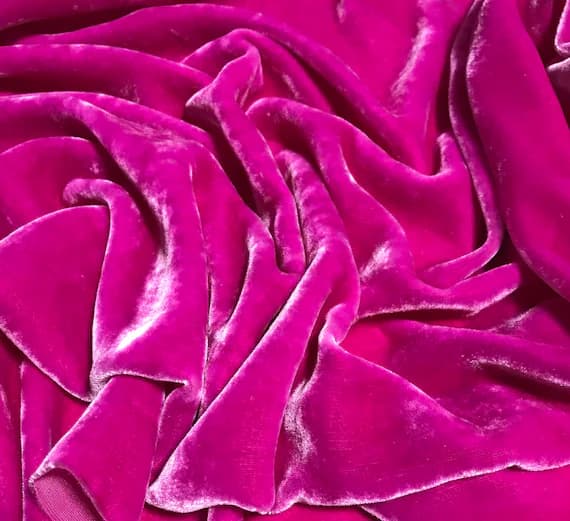 magenta velvet fabric - MAGENTA Hand Dyed Silk Velvet Fabric