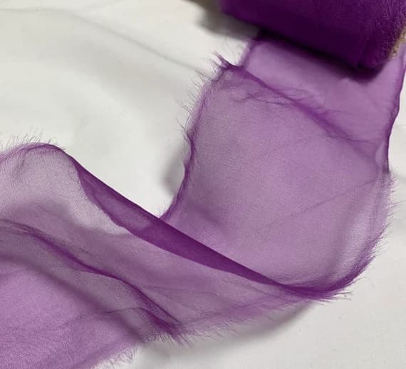 purple none - Amethyst Purple Hand Dyed 100% Silk Sheer Organza Ribbon ( 4 Widths to choose from)