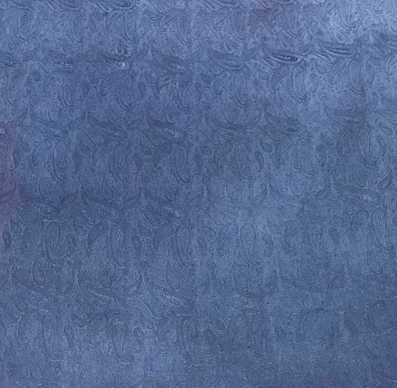 blue silk fabric - Hand Dyed Denim Blue PAISLEY - Silk Jacquard Fabric