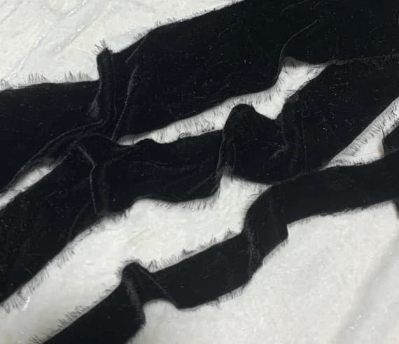 black none - Black Silk Velvet Ribbon ( 4 Widths to choose from)