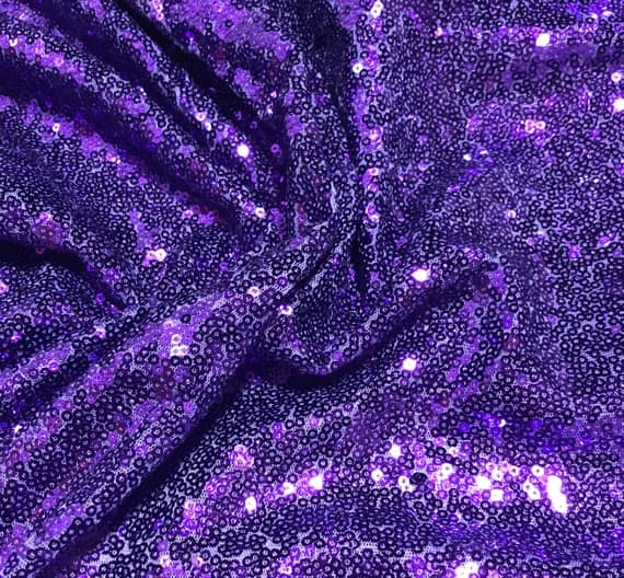 purple sequin - Violet Purple - Sequin Spangle Sewn on Mesh Fabric