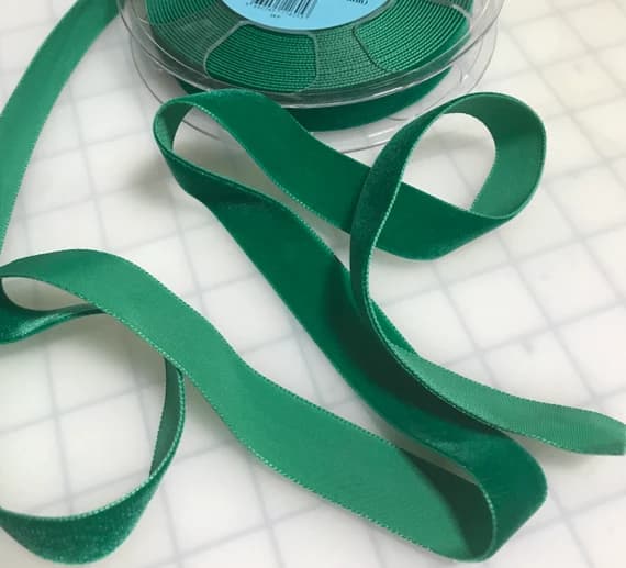emerald none - EMERALD GREEN French Velvet Ribbon (7/8" wide)