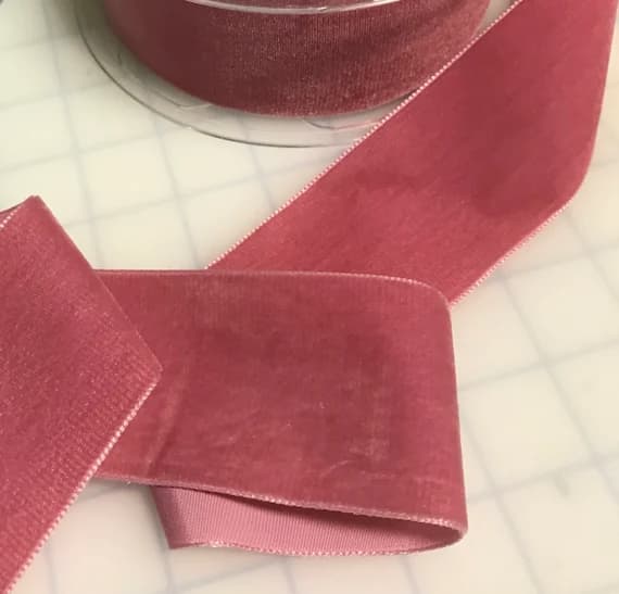 none - DUSTY ROSE French Velvet Ribbon (2" wide)