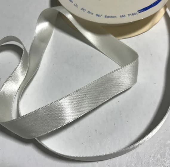 white none - Off White 5/8" Vintage Grayblock Double Faced Satin Ribbon