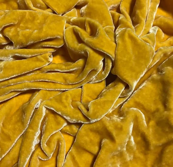 yellow velvet fabric - GOLDEN YELLOW Hand Dyed Silk Velvet Fabric