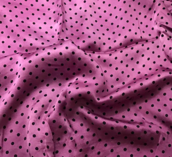 lilac charmeuse fabric - Hand Dyed Silk CHARMEUSE Fabric Lilac & Black Small Polka Dots