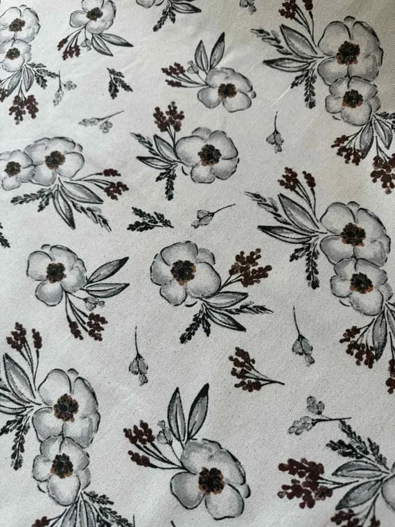 brown cotton fabric - Brown Poppy Floral - Premier Prints Cotton Canvas Fabric