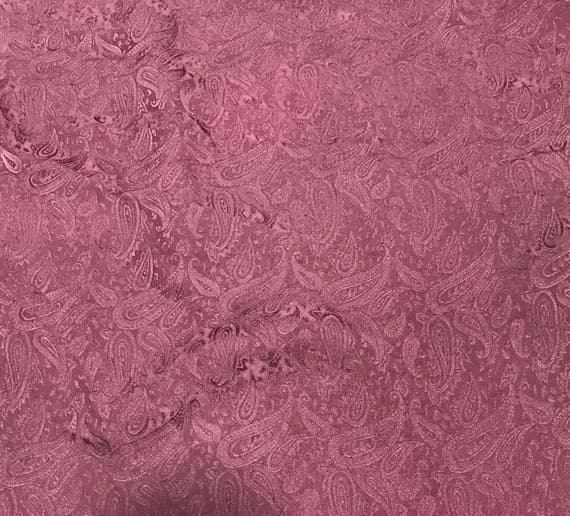 silk fabric - Hand Dyed Mauve PAISLEY - Silk Jacquard Fabric