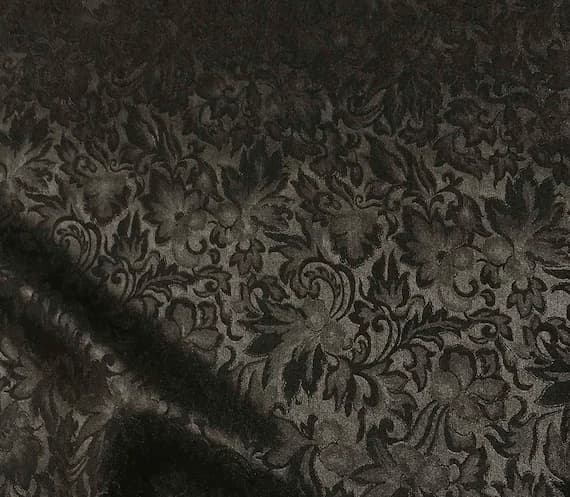 brown silk fabric - Chocolate Brown Baroque Scroll - Silk Jacquard Fabric