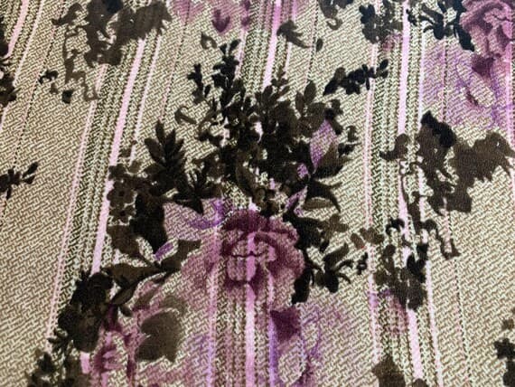 purple velvet fabric - Brown & Purple Floral VELVET Fabric - Stretch Cotton Home Dec - 54" wide-