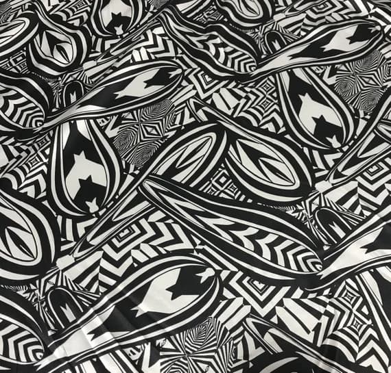 black charmeuse fabric - Black & White Optical Illusions - Silk Charmeuse