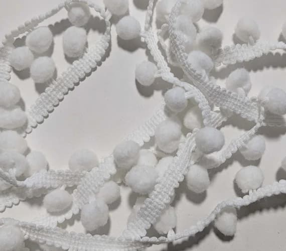 white none - WHITE French Pom Pom Trim (3/4" wide)
