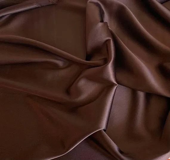 brown charmeuse fabric - 1/4 yard increments Chocolate Brown - 19mm STRETCH Silk Charmeuse
