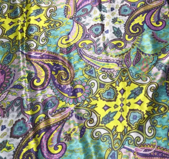 lavender charmeuse fabric - Lavender Periwinkle and Lime Paisley - Silk Charmeuse