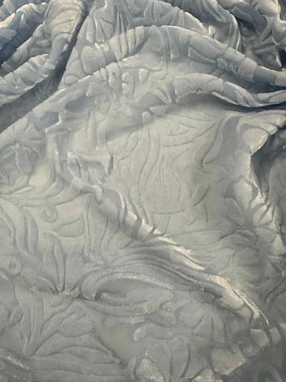 blue velvet fabric - CORNFLOWER BLUE Floral Burnout Hand Dyed Silk Velvet Fabric