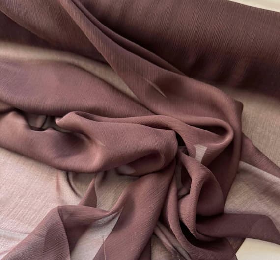 brown chiffon fabric - Mahogany Brown - 5mm Crinkle Silk Chiffon Fabric