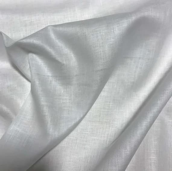 white linen fabric - Spechler-Vogel Fabric - Irish Belfast Best Handkerchief Linen - White