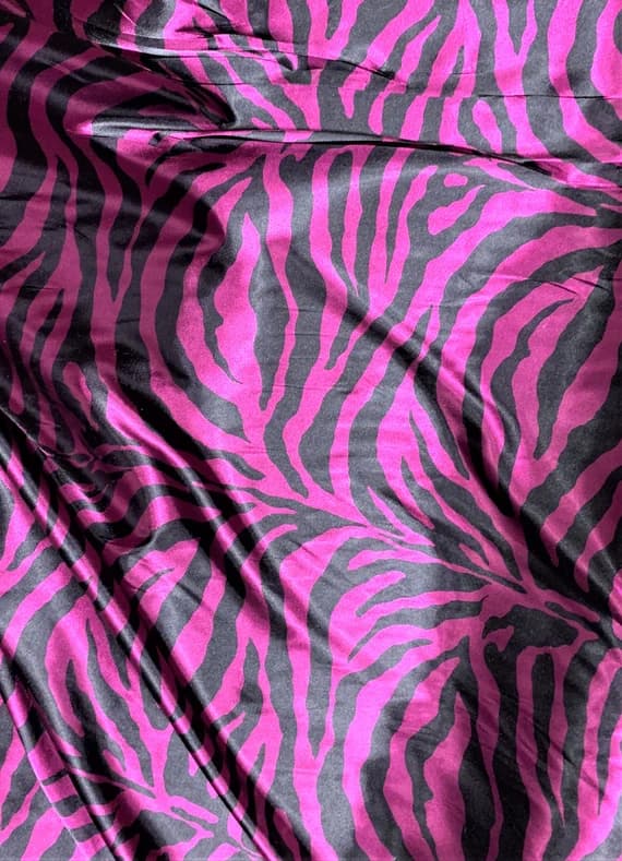 magenta charmeuse fabric - Magenta & Black Zebra Stripes - Faux Silk Charmeuse Satin Fabric