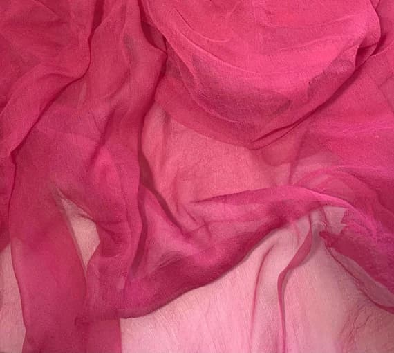 pink chiffon fabric - Hand Dyed POMEGRANATE PINK - Silk Gauze Chiffon Fabric