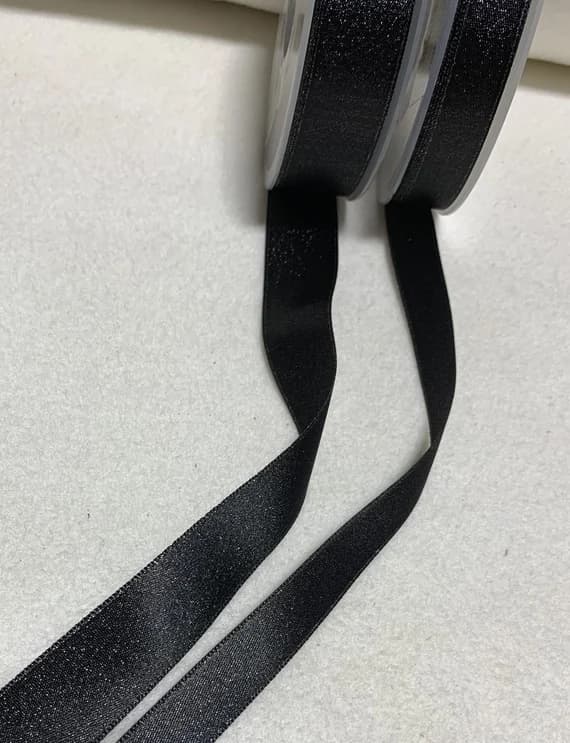silver none - Black with Metallic Silver Double Sided Satin Ribbon Trim Made in France (2 Widths to choose from)