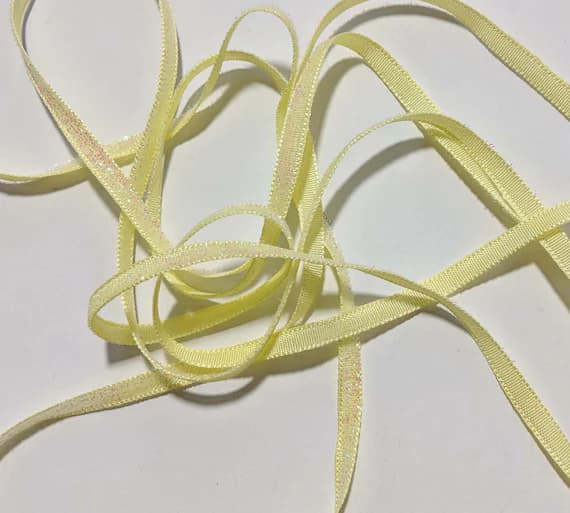 yellow none - French VELVET Ribbon Lurex Metallic IRIDESCENT YELLOW 2 yards x 5mm 1/4 inch