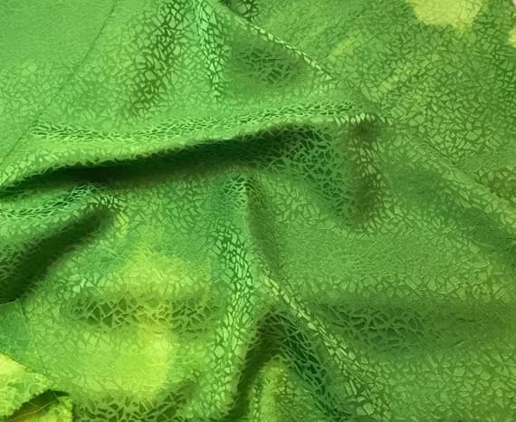 green silk fabric - Hand Dyed Apple Green PEBBLES - Silk Jacquard Fabric - 44" wide