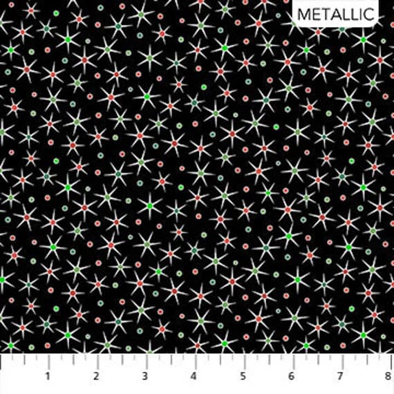 black cotton fabric - Sparkling Stars on Black - Christmas Magic by Patrick Lose for Northcott Cotton Fabric