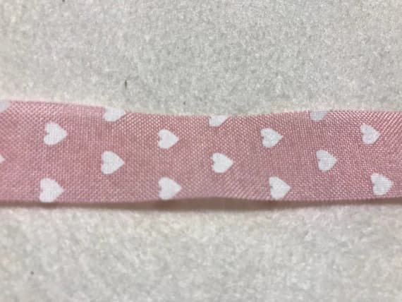 white none - Pink & White Hearts Faux Linen Ribbon Trim made in France 1" wide (3 yards)
