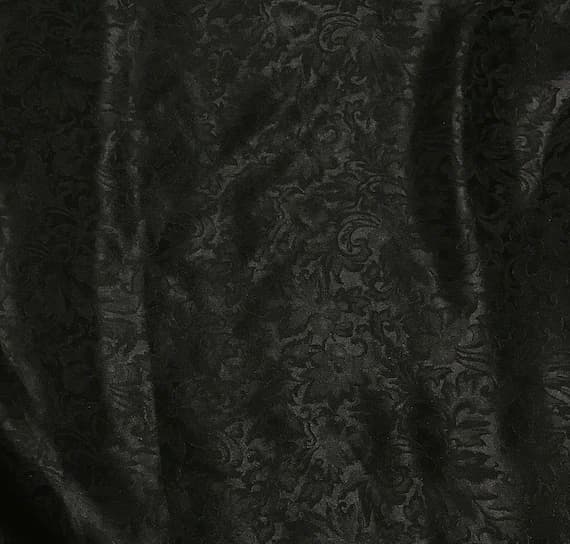 black silk fabric - Black Baroque Scroll - Silk Jacquard Fabric
