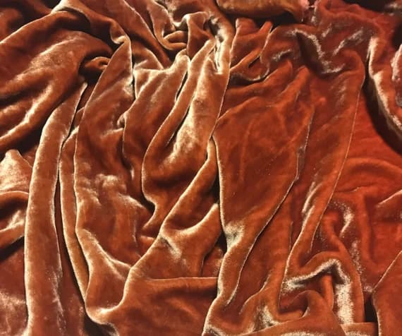 gold velvet fabric - ROSE GOLD Hand Dyed Silk Velvet Fabric