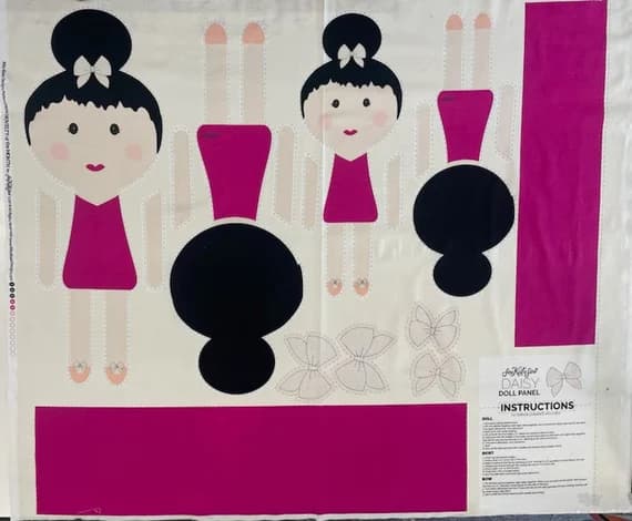 cotton fabric - Top Knot Cloth Daisy Doll Panel - See Kate Sew Riley Blake Cotton Fabric